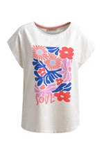Smith & Soul T-Shirt, 1/2 Shirt, offwhite, mit Flower-Print, Blumen