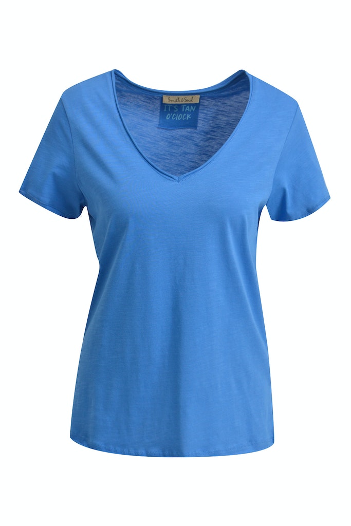 Smith & Soul T-Shirt, true blue, V-Ausschnitt