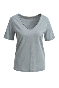 Smith & Soul T-Shirt grey melange, grau, kurzärmlig, V-Ausschnitt, unifarben