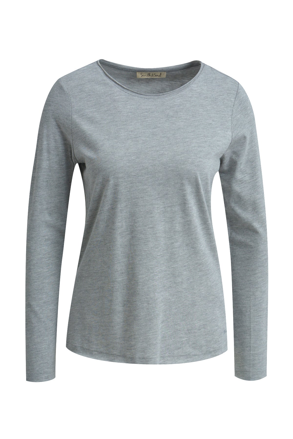 Smith & Soul Longsleeve grey melange, grau, Langarmschirt, Rundhalsausschnitt