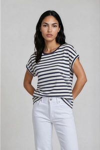 Smith & Soul T-Shirt oversized gestreift marine, blau-weiß, Streifen, Rundhalsausschnitt, kurzärmlig