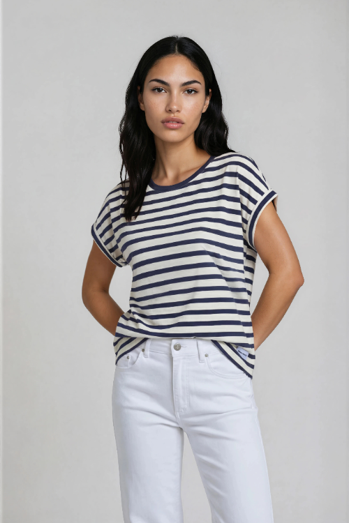 Smith & Soul T-Shirt oversized gestreift marine, blau-weiß, Streifen, Rundhalsausschnitt, kurzärmlig