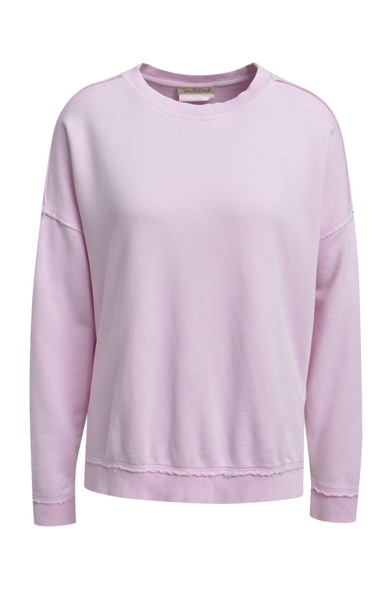 Smith & Soul Sweatshirt sugar, rosa, unifarben, Rundhalsausschnitt, Bündchen, relaxed fit
