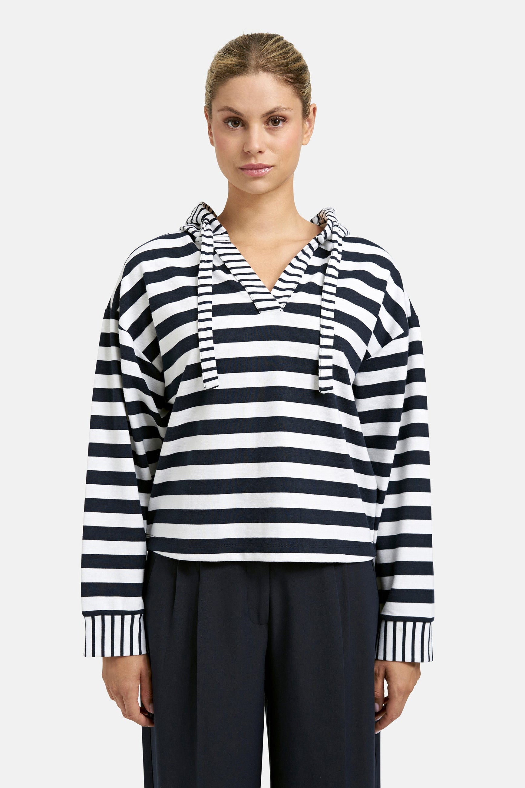 Smith & Soul Boxy Hoodie gestreift marine