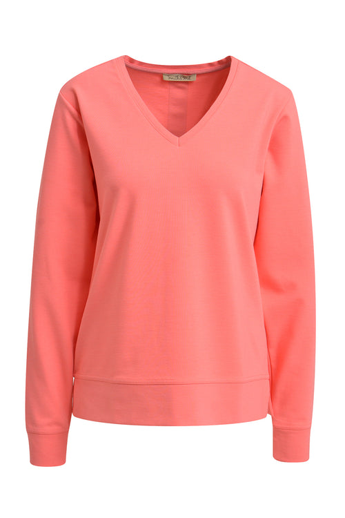 Smith & Soul Sweatshirt, unifarben, ohne Print, V-Ausschnitt, flamingo