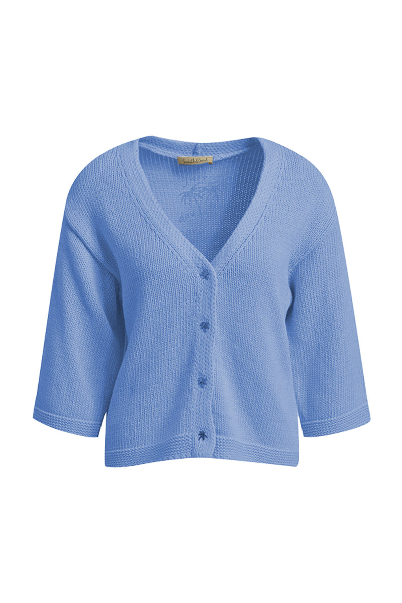 Smith & Soul Strickjacke/Cardigan true blue, blau, unifarebn, V-Ausschnitt