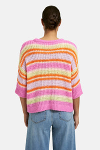 Smith & Soul Hairy Kurzarm-Pullover hot orange print