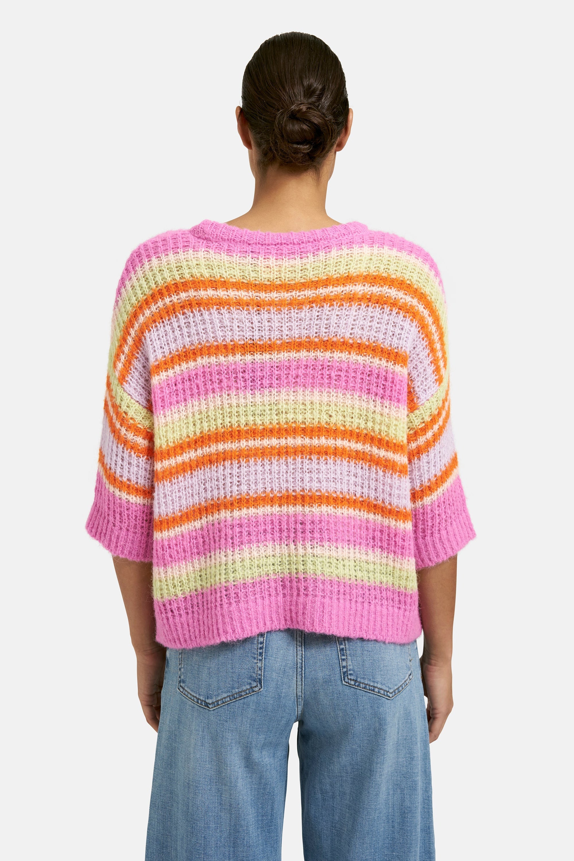 Smith & Soul Hairy Kurzarm-Pullover hot orange print