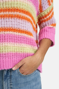 Smith & Soul Hairy Kurzarm-Pullover hot orange print