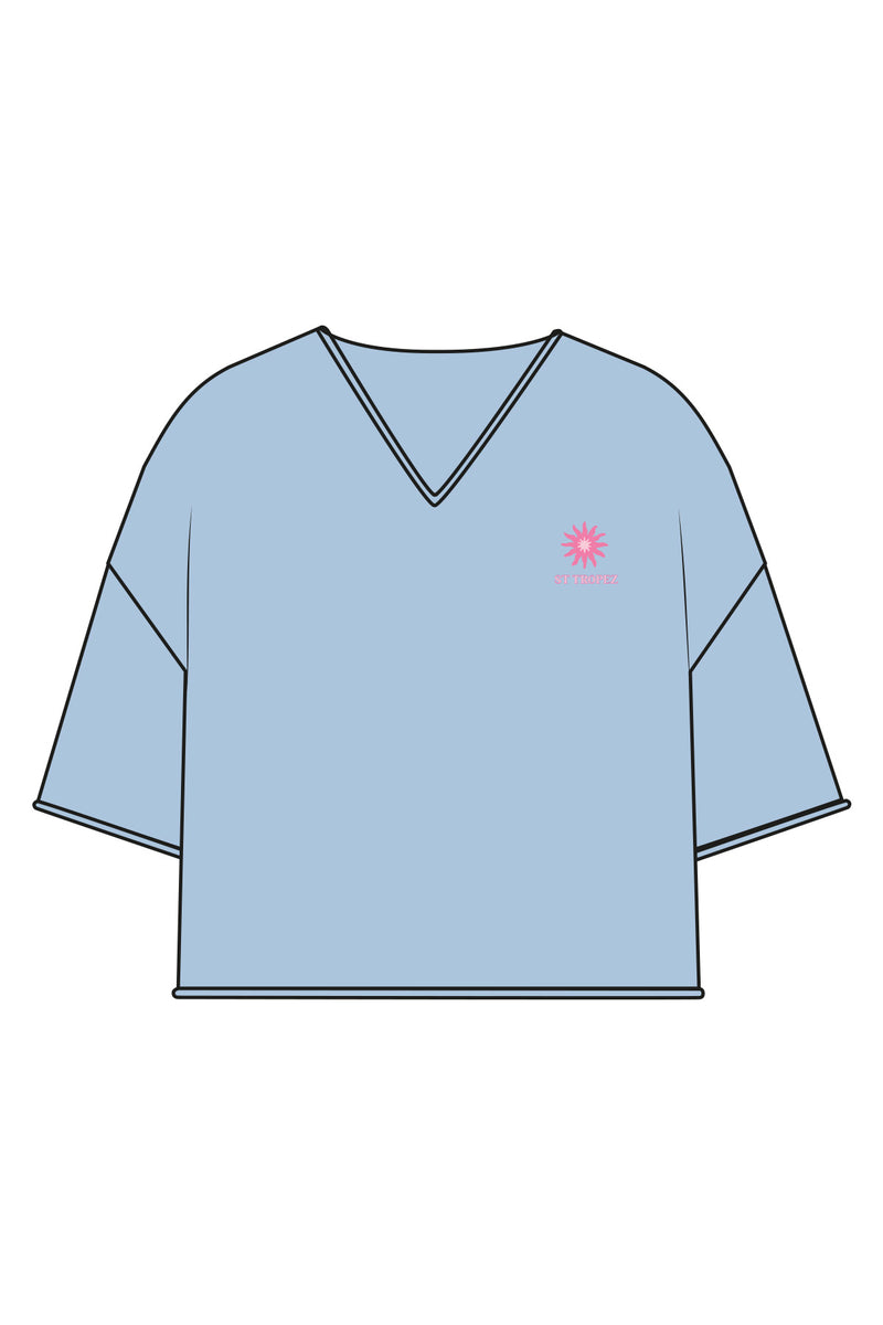 Smith & Soul Boxy Sweatshirt powder blue, hellblau, V-Ausschnitt, oversized