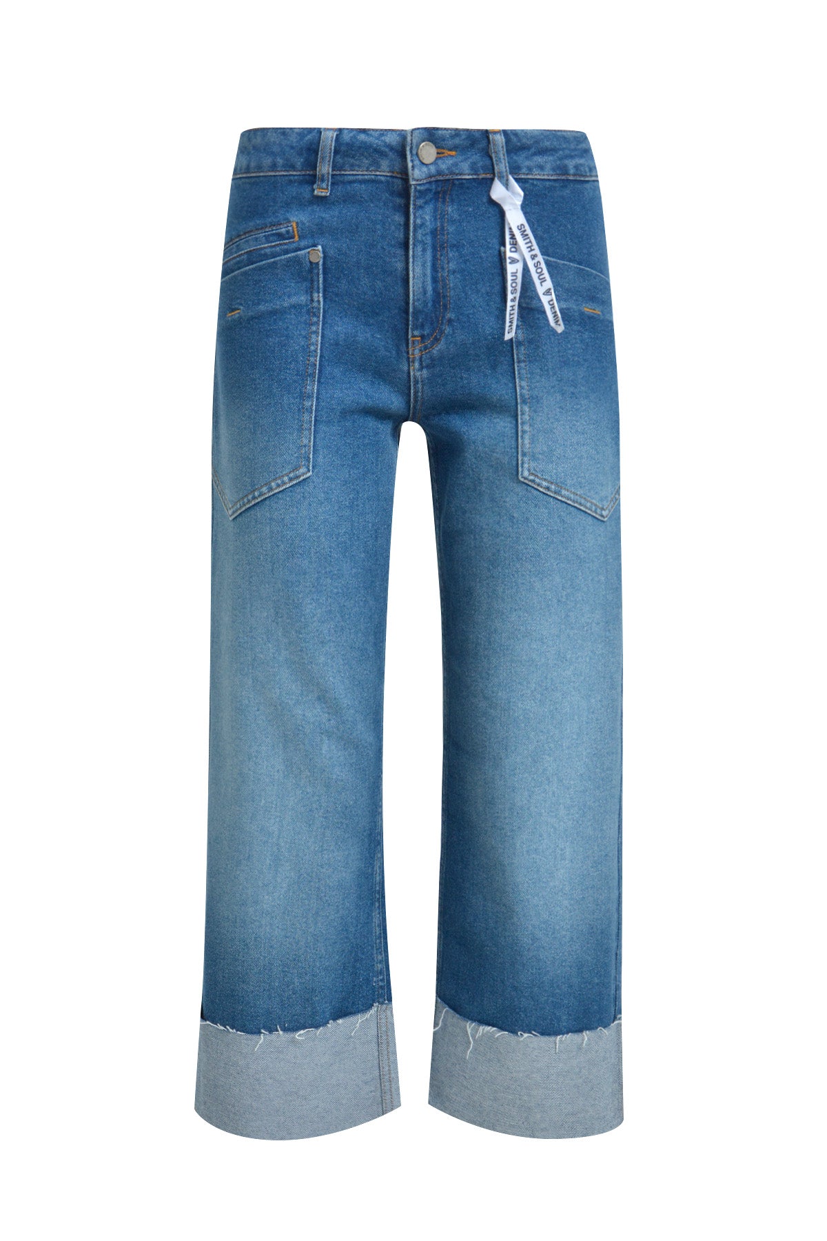 Smith & Soul Jeans Turn Up denim, mittlere Waschung, Taschen, Umschlag