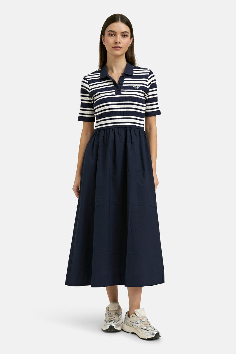 Smith & Soul Mix&Match Polokleid marine print, blau/weiß, gestreift, Rock unifarben