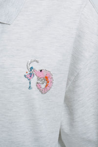 Smith & Soul Boxy Poloshirt creamy grey melange