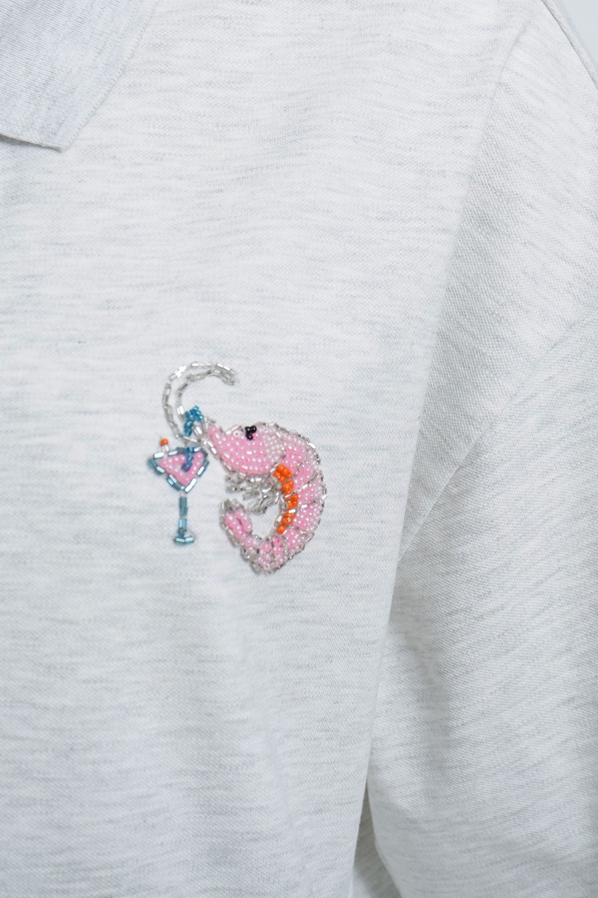 Smith & Soul Boxy Poloshirt creamy grey melange