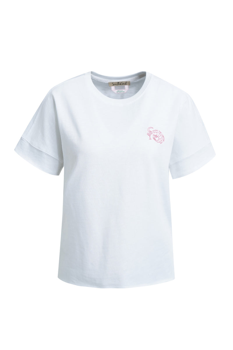 Smith & Soul T-Shirt weiß, unifarben, Cocktail & Hummer, Baumwolle
