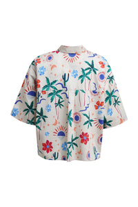 Smith & Soul Boxy Kurzarmbluse beige print
