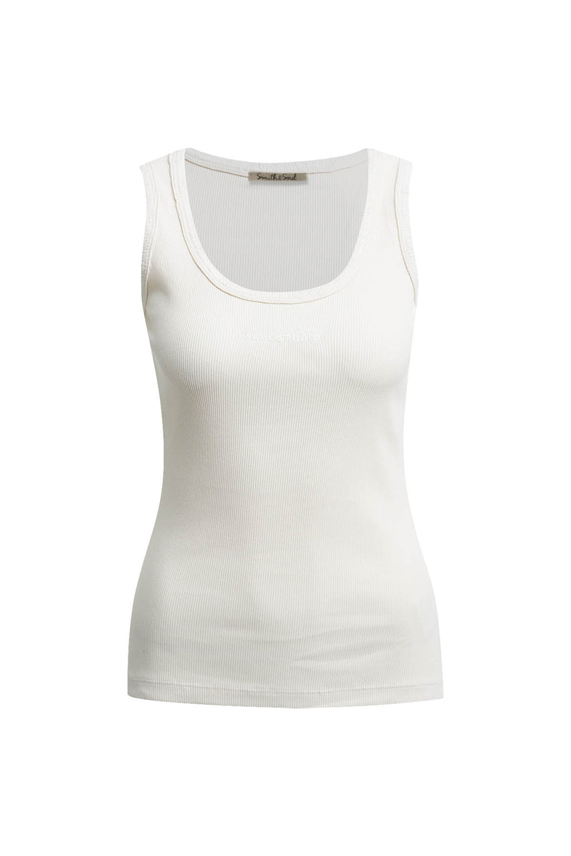 Smith & Soul Rib Tanktop beige, unifarben, Rundhalsausschnitt, Baumwolle