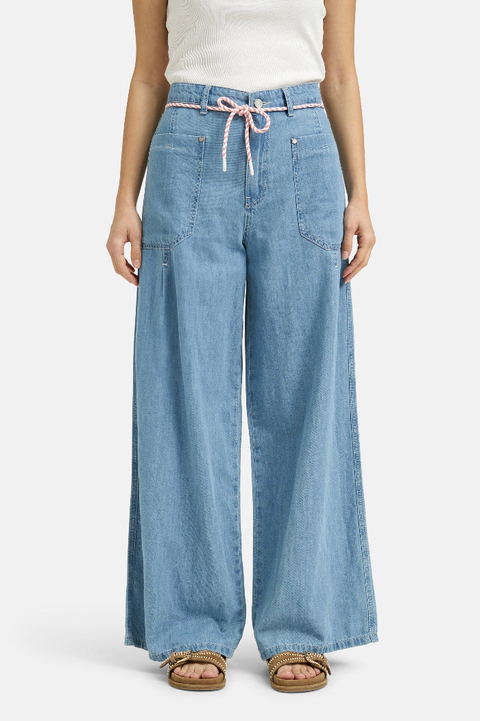 Smith & Soul Jeans Wideleg Denim light denim, weites Bein, Taschen, Kordel