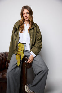 Smith & Soul Bomber-Jacke khaki, unifarben, Kunst-Wildleder, Jacke, Kapuze, Reißverschluss