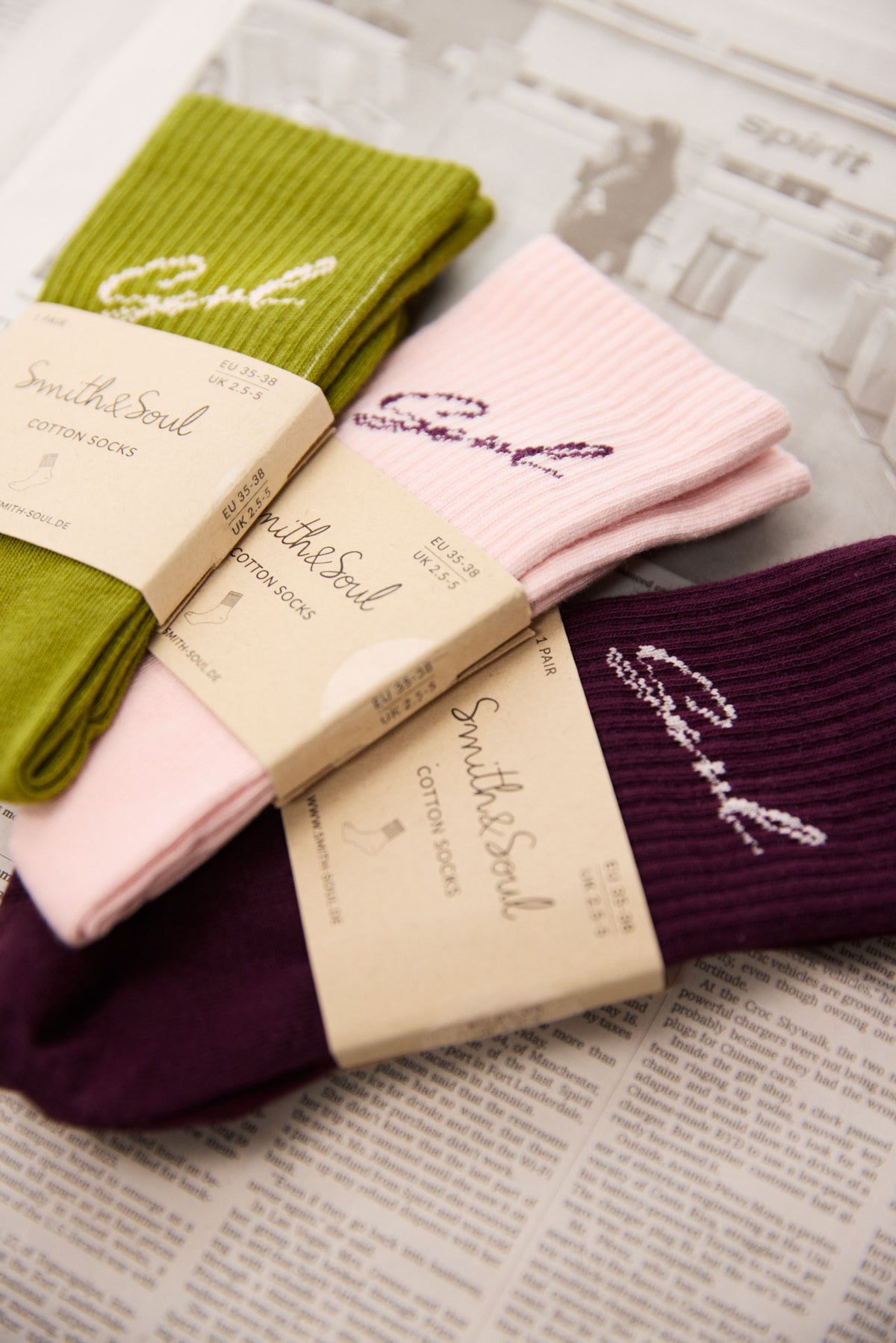 Smith & Soul Socken plum, lila, Schriftzug, Soul