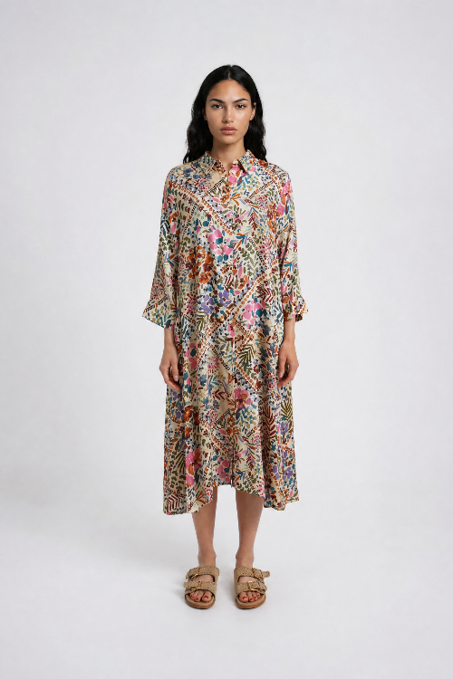 Smith & Soul Hemdblusenkleid beige print