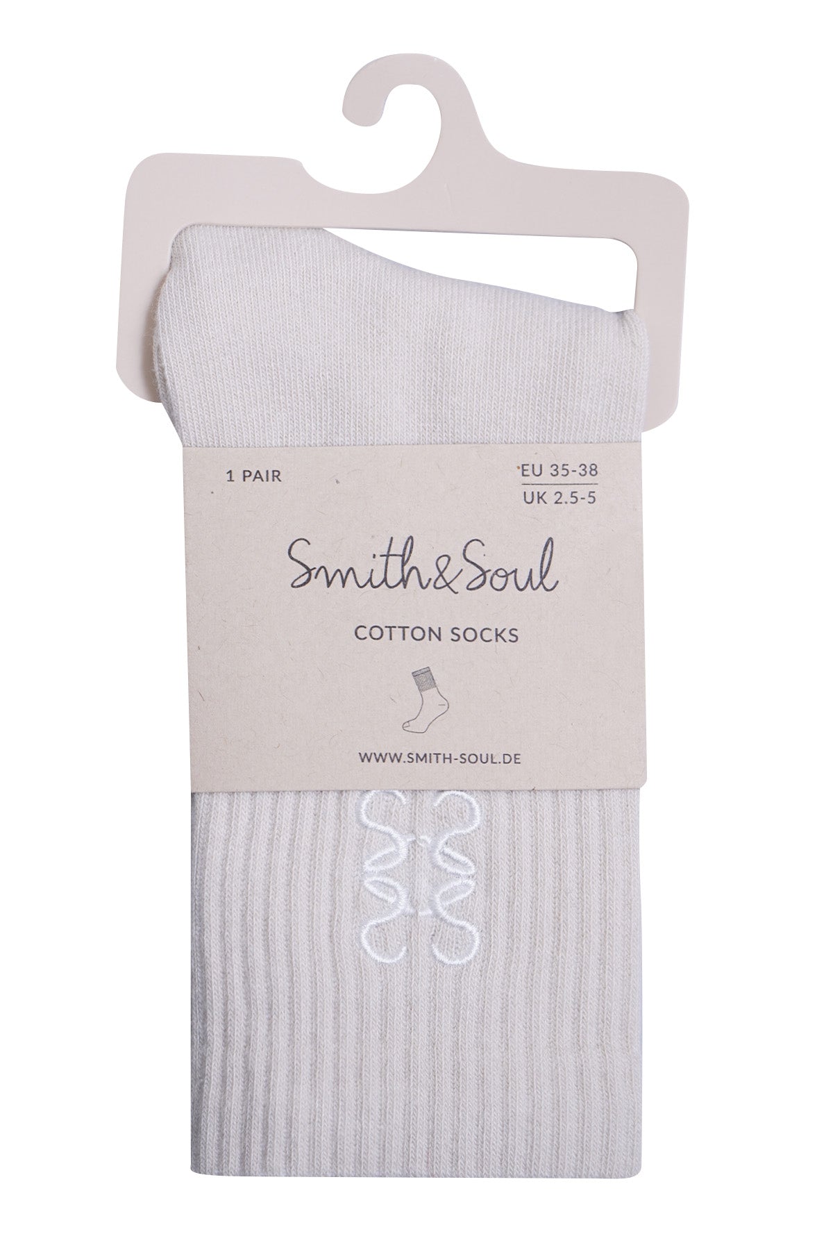 Smith & Soul Socken mit Anagramm beige, Anagramm weiß