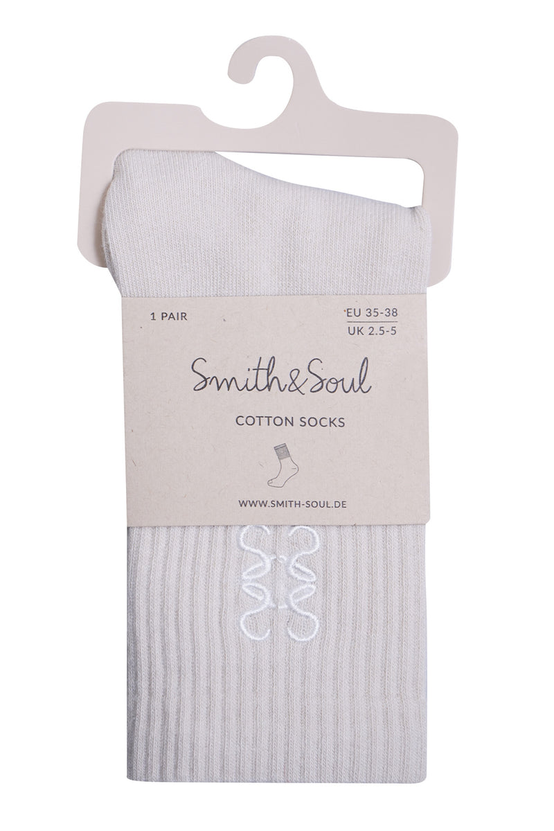 Smith & Soul Socken mit Anagramm beige, Anagramm weiß