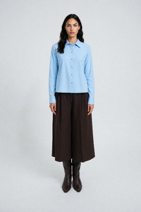 Smith & Soul Hemdbluse light blue, hellblau, klassisch, Bluse, Kragen, Manschetten, diagonaler Schlitz