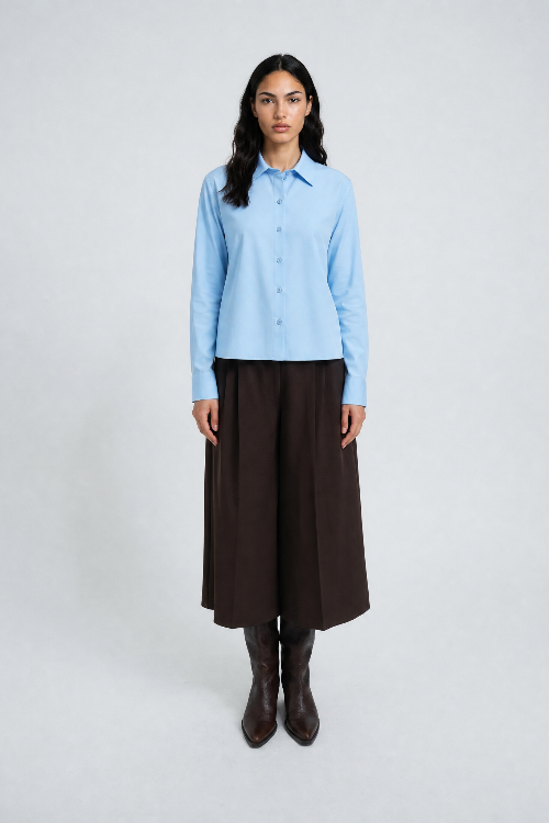 Smith & Soul Hemdbluse light blue, hellblau, klassisch, Bluse, Kragen, Manschetten, diagonaler Schlitz