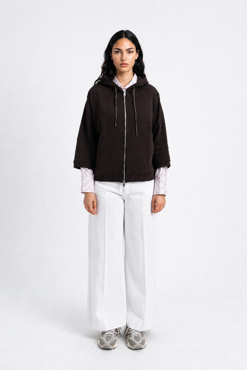 Smith & Soul Oversize Sweatjacke dark choc, dunkelbraun, unifarben, Kapuze, Reißverschluss, Kapuzenjacke