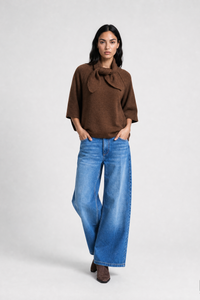 Smith & Soul Kurzarmpullover dark choc