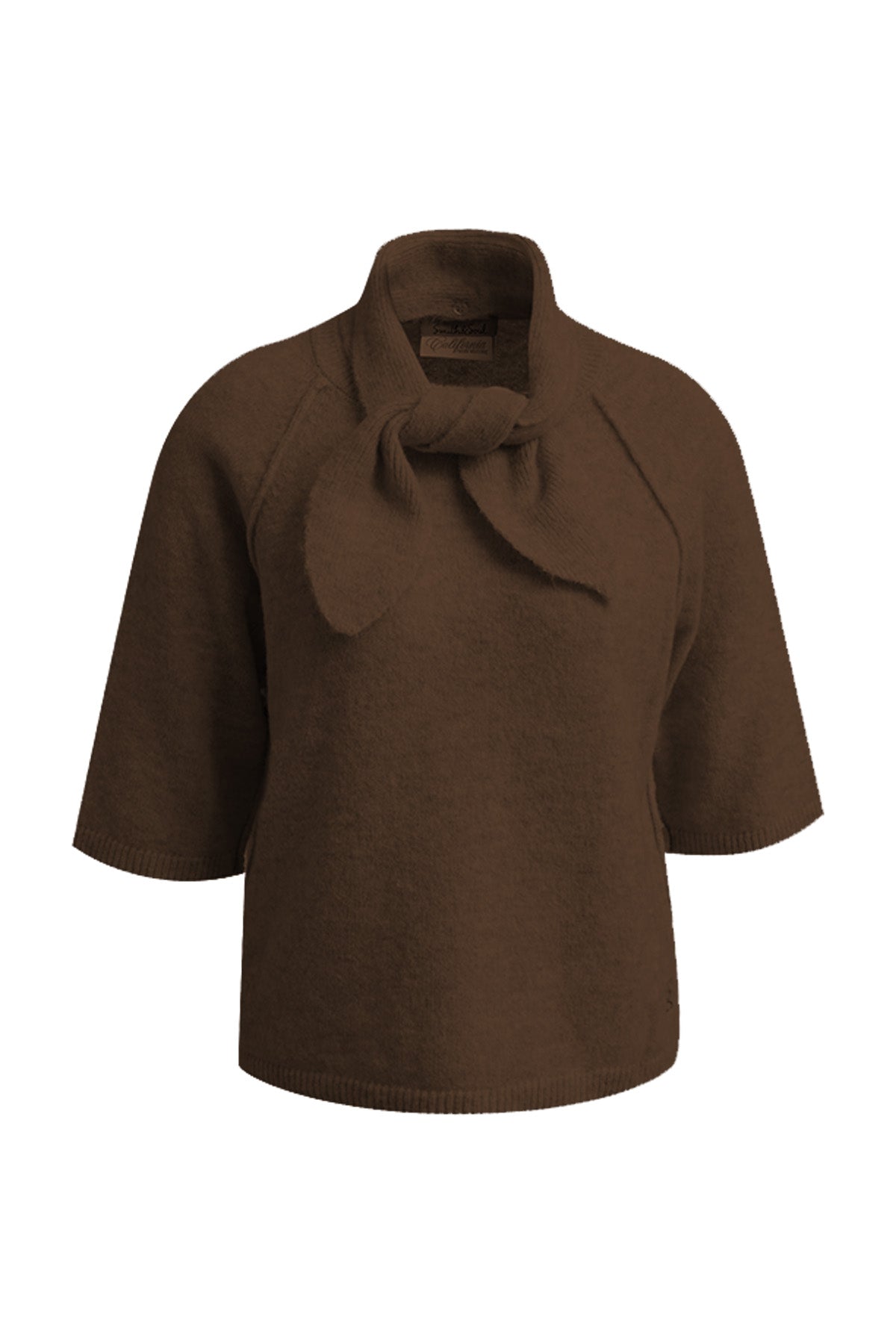 Smith & Soul Kurzarmpullover dark choc, dunkelbraun, Raglanärmel, Schalkragen