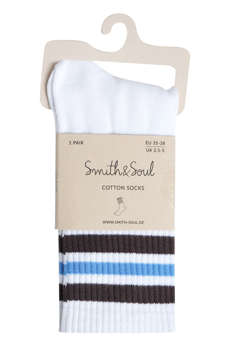Smith & Soul Socken Streifen saphire print, weiß