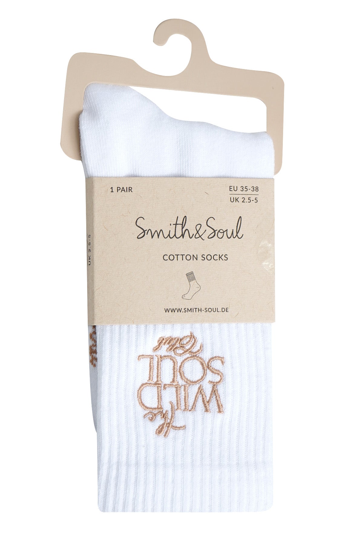 Smith & Soul Socken weiß/toffee, Schriftzug