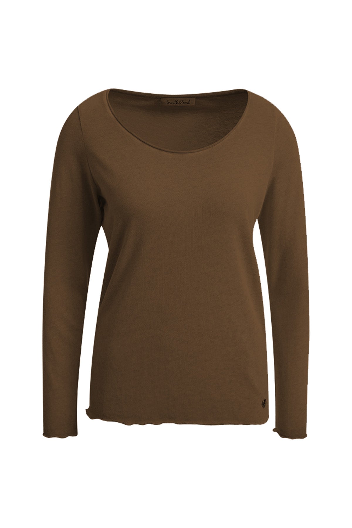 Smith & Soul Longsleeve dark choc, dunkelbraun, braun, Langarmshirt, Rundhalsausschnitt, unifarben