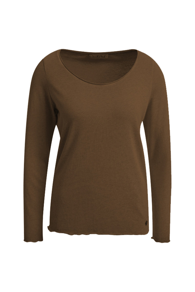 Smith & Soul Longsleeve dark choc, dunkelbraun, braun, Langarmshirt, Rundhalsausschnitt, unifarben
