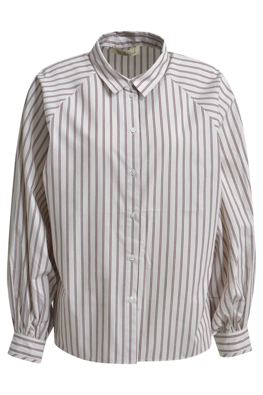 Smith & Soul Bluse, gestreift, bordeaux print, Kragen, Hemdbluse, Manschetten