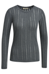 Smith & Soul Fancy Rib Longsleeve, Langarmshirt, anthrazit melange, Rundhalsausschnitt, Streifen