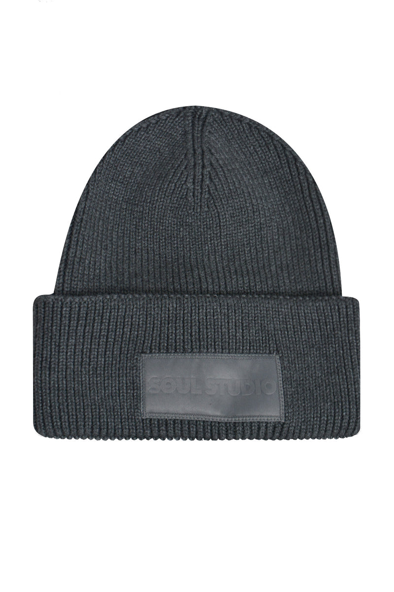 Smith & Soul Mütze, Strickmütze, grey melange, grau, anthrazit, Umschlag