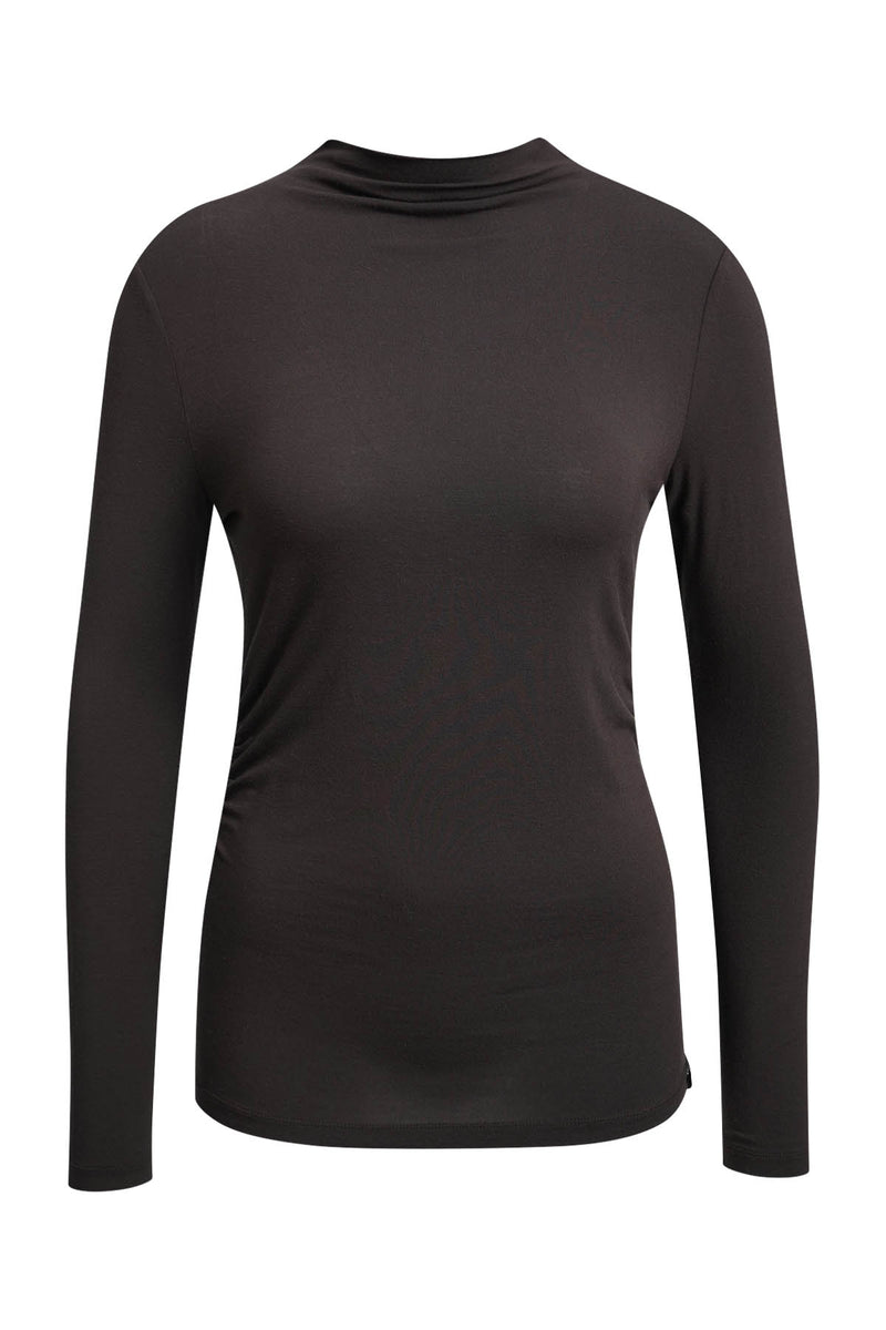 Smith & Soul Longsleeve dark choc, braun, dunkelbraun Unterziehshirt, Langarmshirt, Stehkragen, nahtlos, Mikromodal