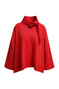 Smith & Soul Oversize Sweatshirt Cape love/rot, unifarben, weite Ärmel, ausgestellt, A-shape, Schal zum Binden