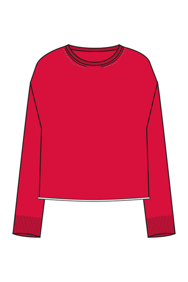 Smith & Soul Pullover love/rot, unifarben, Rundhalsausschnitt, langärmlig, mit Wolle und Kaschmir