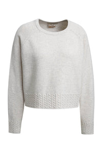 Smith & Soul Pullover oat milk, unifarben, Rundhalsausschnitt, Bündchen, Zopfmuster