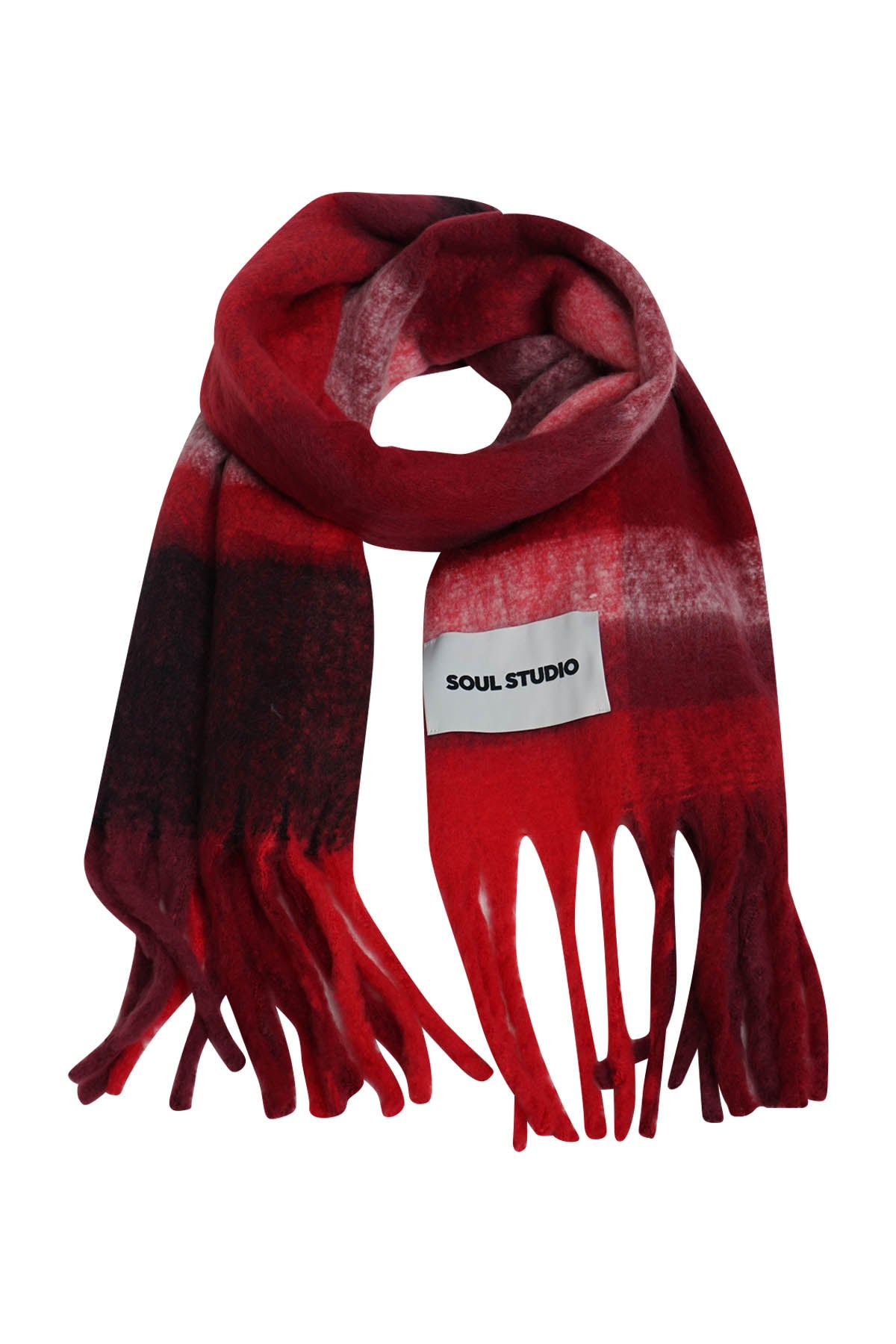 Smith & Soul Wollschal kariert love print, Fransen, Viskose, Wolle