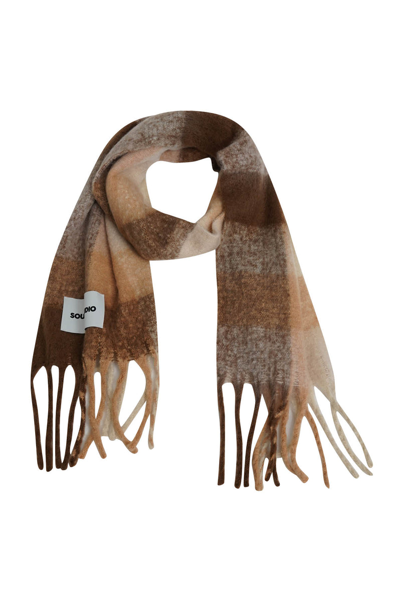 Smith & Soul Wollschal kariert beige print, Fransen, Viskose, Wolle