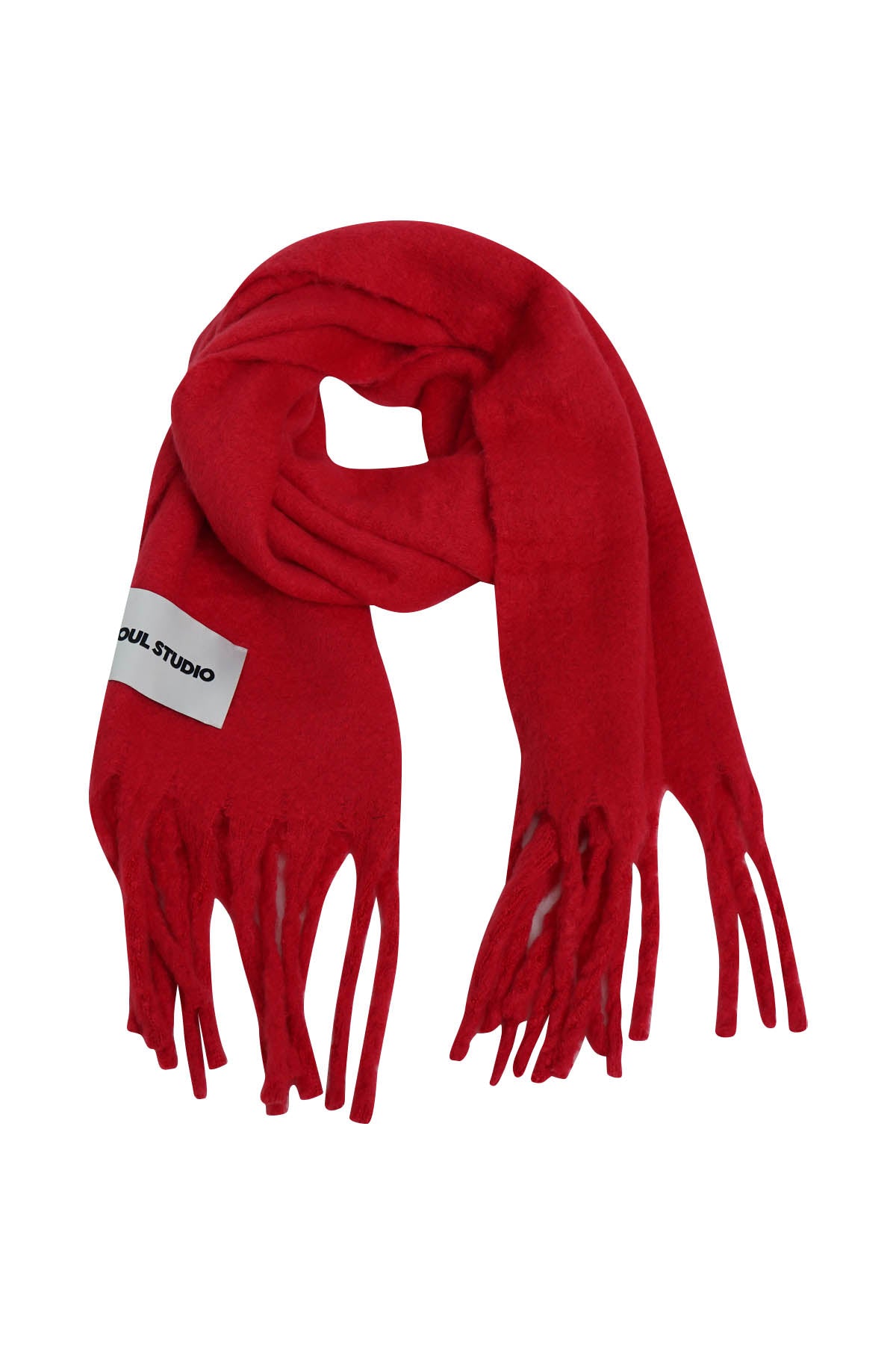 Smith & Soul Wollschal love/rot, unifarben, Fransen, Viskose, Wolle
