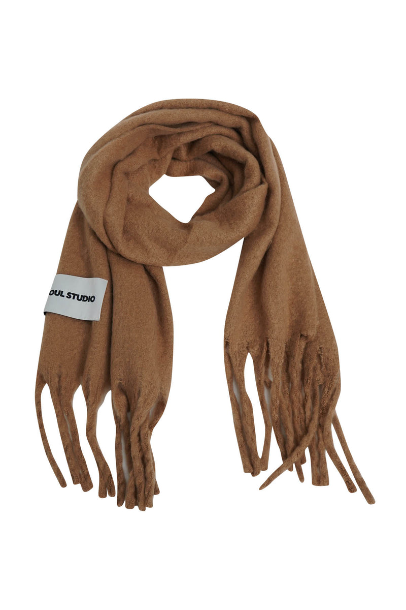 Smith & Soul Wollschal toffee, braun, unifarben, Fransen, Viskose, Wolle