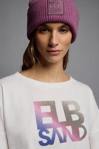Elbsand Mütze/Beanie Nora mauve, Pink, lila, unifarben, gerippt, Umschlag
