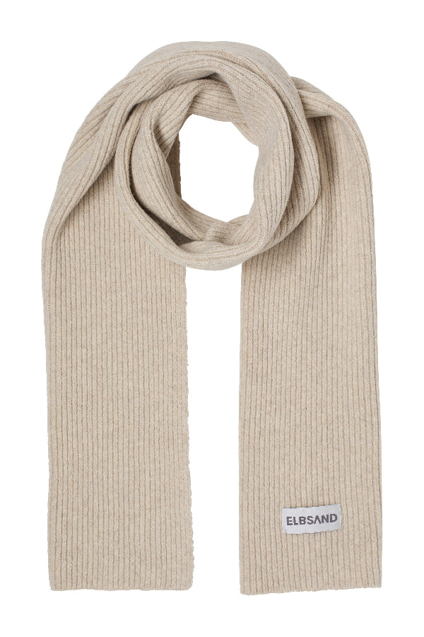 Elbsand Wollschal Vaila light soft clay, beige, gerippt, unifarben