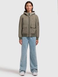 Khujo Jacke Anov, pro grey, grau, Übergangsjacke, Blouson mit Kapuze, Kapuzenjacke